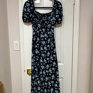 Lioness Black and Blue Floral Maxi Dress